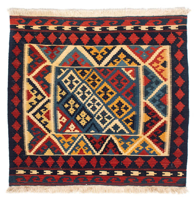 Kelim Carpet - orientalisk matta kvadrat  - 110 x 109 cm - röd