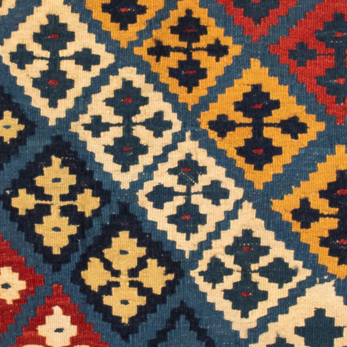 Kelim Carpet - orientalisk matta kvadrat  - 110 x 109 cm - röd