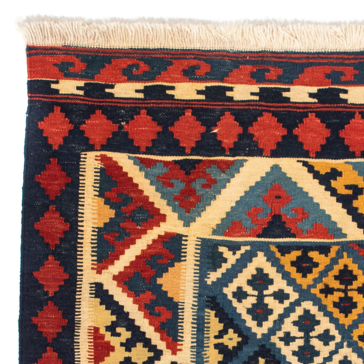 Kelim Carpet - orientalisk matta kvadrat  - 110 x 109 cm - röd