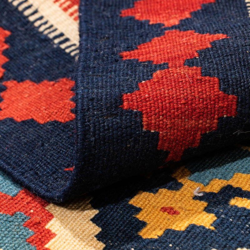 Kelim Carpet - orientalisk matta kvadrat  - 110 x 109 cm - röd