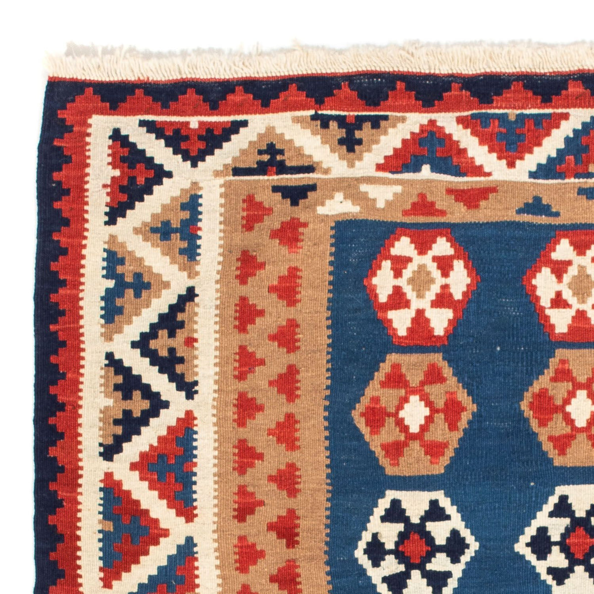 Kelim Carpet - orientalisk matta kvadrat  - 104 x 102 cm - blå