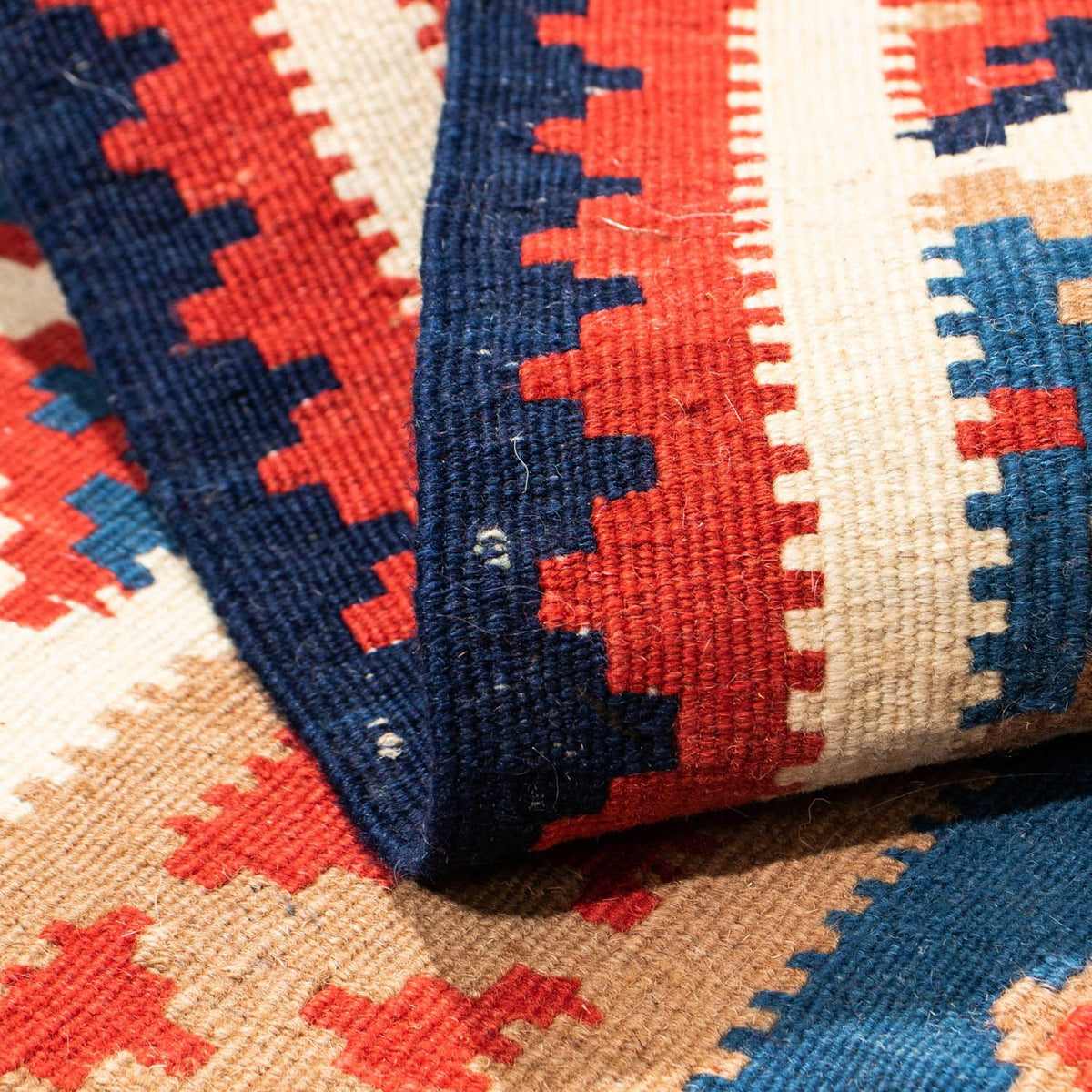 Kelim Carpet - orientalisk matta kvadrat  - 104 x 102 cm - blå