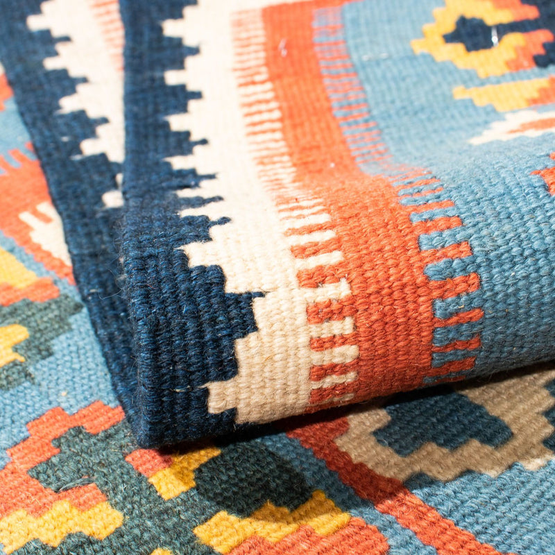 Kelim Carpet - orientalisk matta kvadrat  - 107 x 100 cm - orange