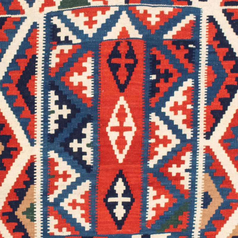 Kelim Carpet - orientalisk matta kvadrat  - 111 x 105 cm - röd