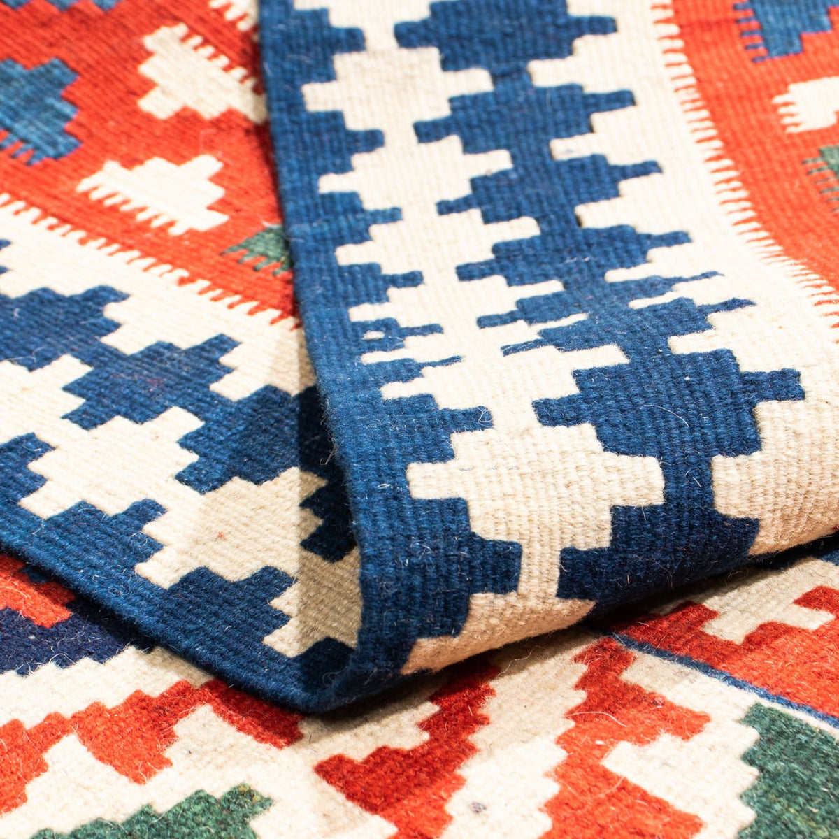 Kelim Carpet - orientalisk matta kvadrat  - 111 x 105 cm - röd