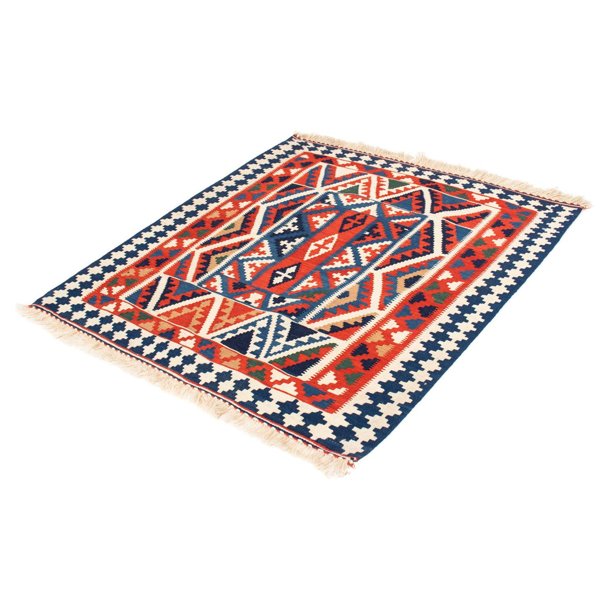 Kelim Carpet - orientalisk matta kvadrat  - 111 x 105 cm - röd