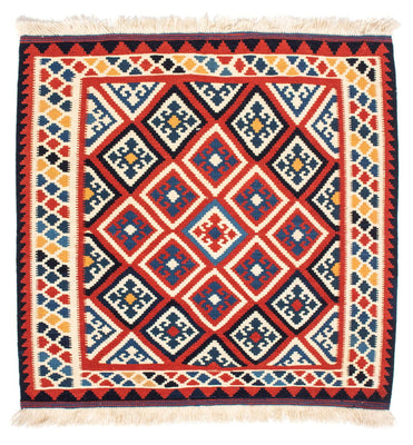 Kelim Carpet - orientalisk matta kvadrat  - 106 x 105 cm - röd