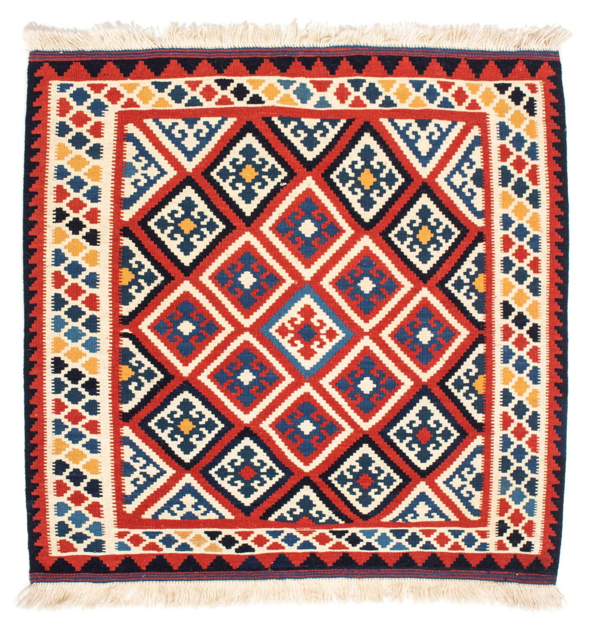 Kelim Carpet - orientalisk matta kvadrat  - 106 x 105 cm - röd