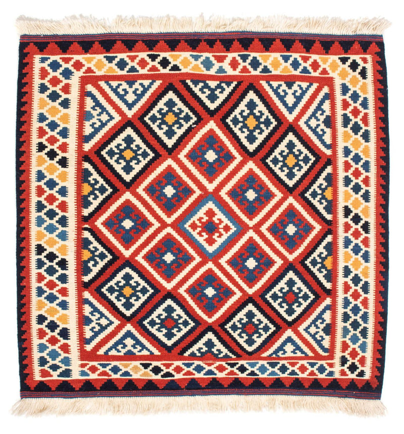 Kelim Carpet - orientalisk matta kvadrat  - 106 x 105 cm - röd