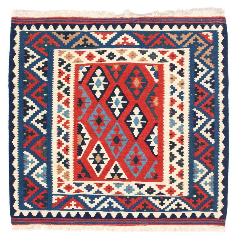 Kelim Carpet - orientalisk matta kvadrat  - 104 x 100 cm - mörkblå