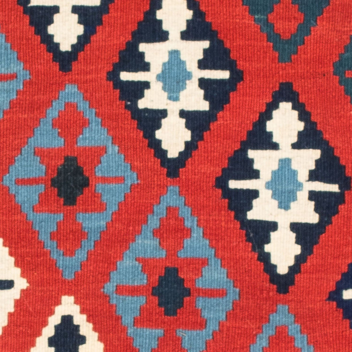 Kelim Carpet - orientalisk matta kvadrat  - 104 x 100 cm - mörkblå