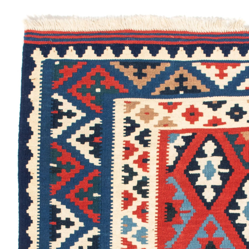 Kelim Carpet - orientalisk matta kvadrat  - 104 x 100 cm - mörkblå