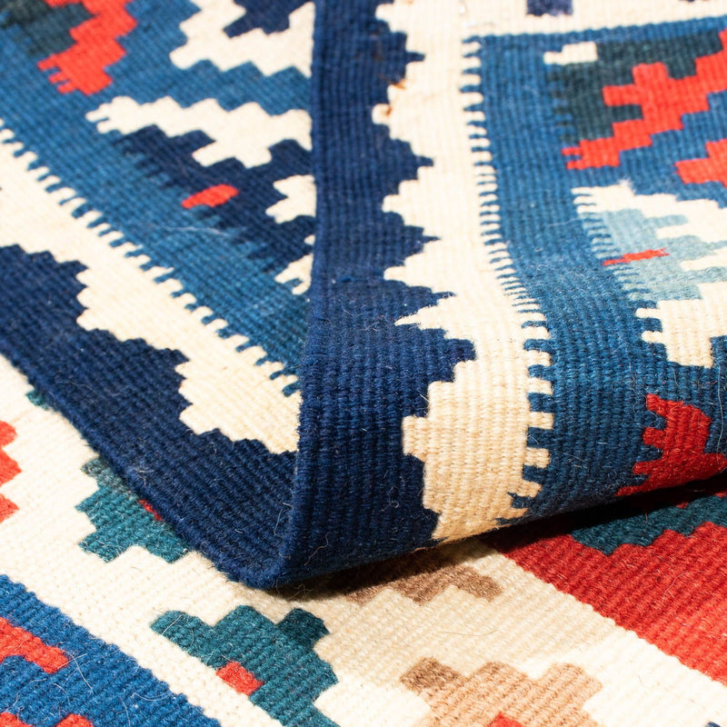 Kelim Carpet - orientalisk matta kvadrat  - 104 x 100 cm - mörkblå