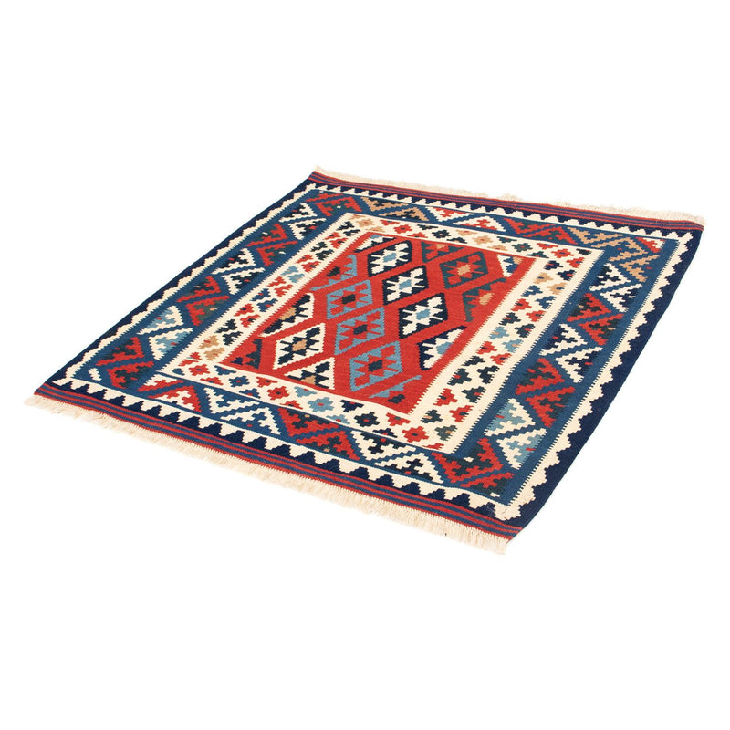 Kelim Carpet - orientalisk matta kvadrat  - 104 x 100 cm - mörkblå