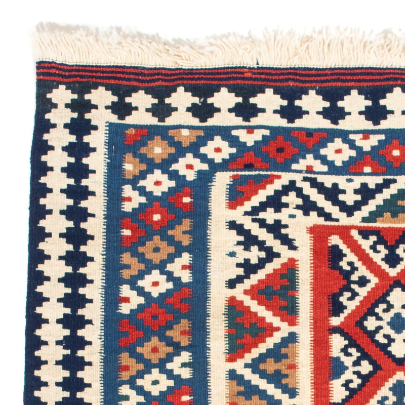 Kelim Carpet - orientalisk matta kvadrat  - 99 x 95 cm - mörkblå