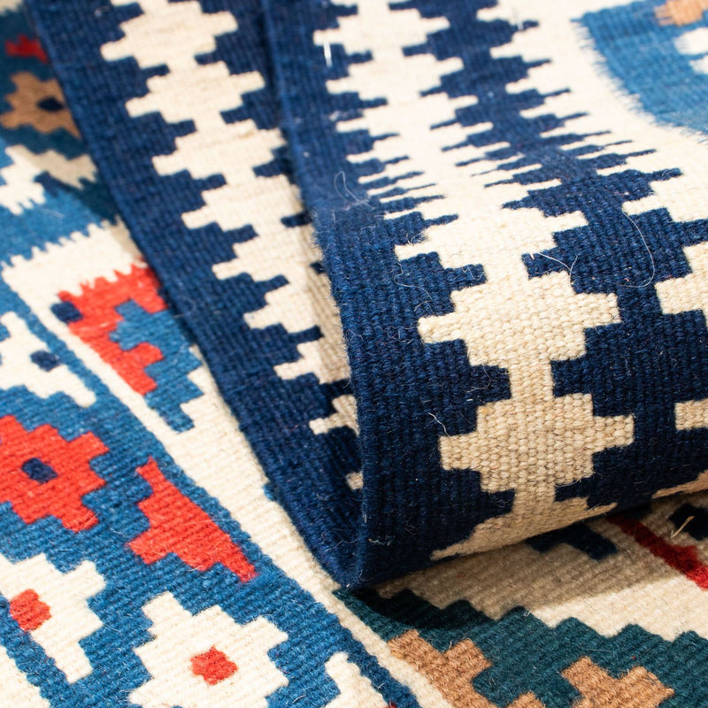 Kelim Carpet - orientalisk matta kvadrat  - 99 x 95 cm - mörkblå