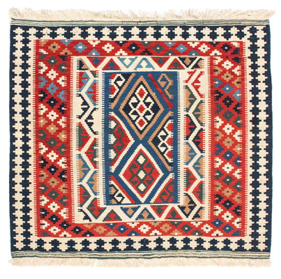 Kelim Carpet - orientalisk matta kvadrat  - 104 x 99 cm - röd