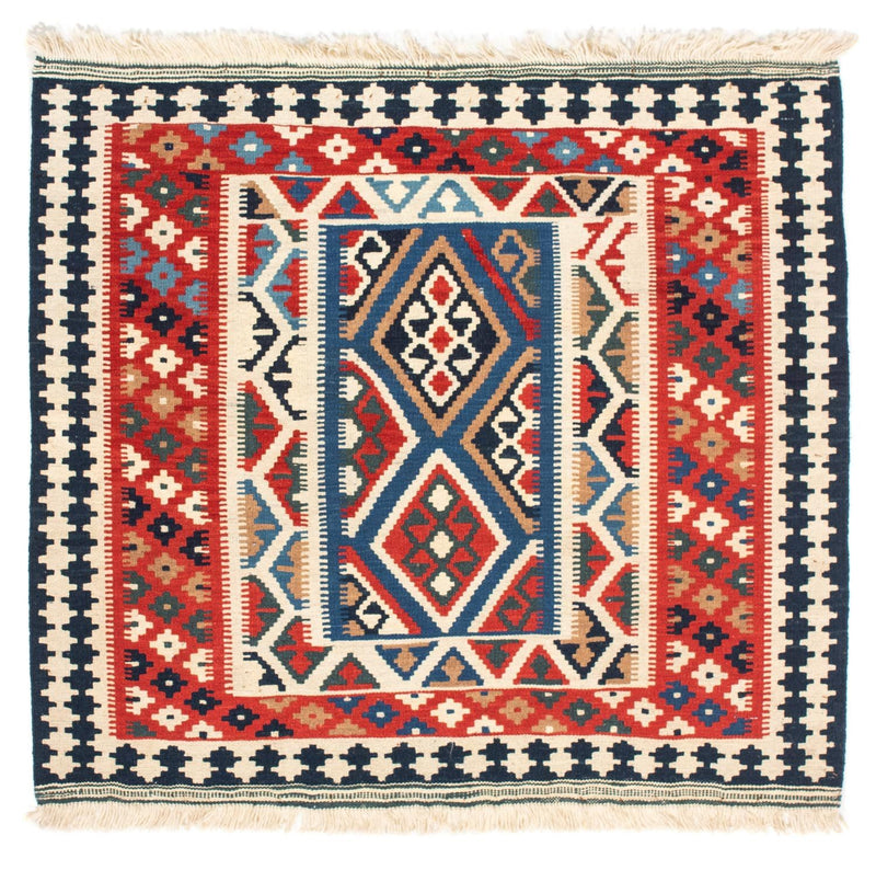Kelim Carpet - orientalisk matta kvadrat  - 104 x 99 cm - röd