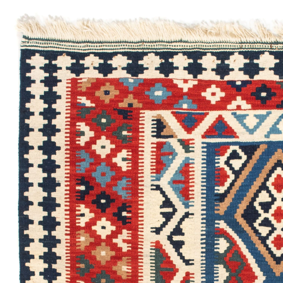 Kelim Carpet - orientalisk matta kvadrat  - 104 x 99 cm - röd