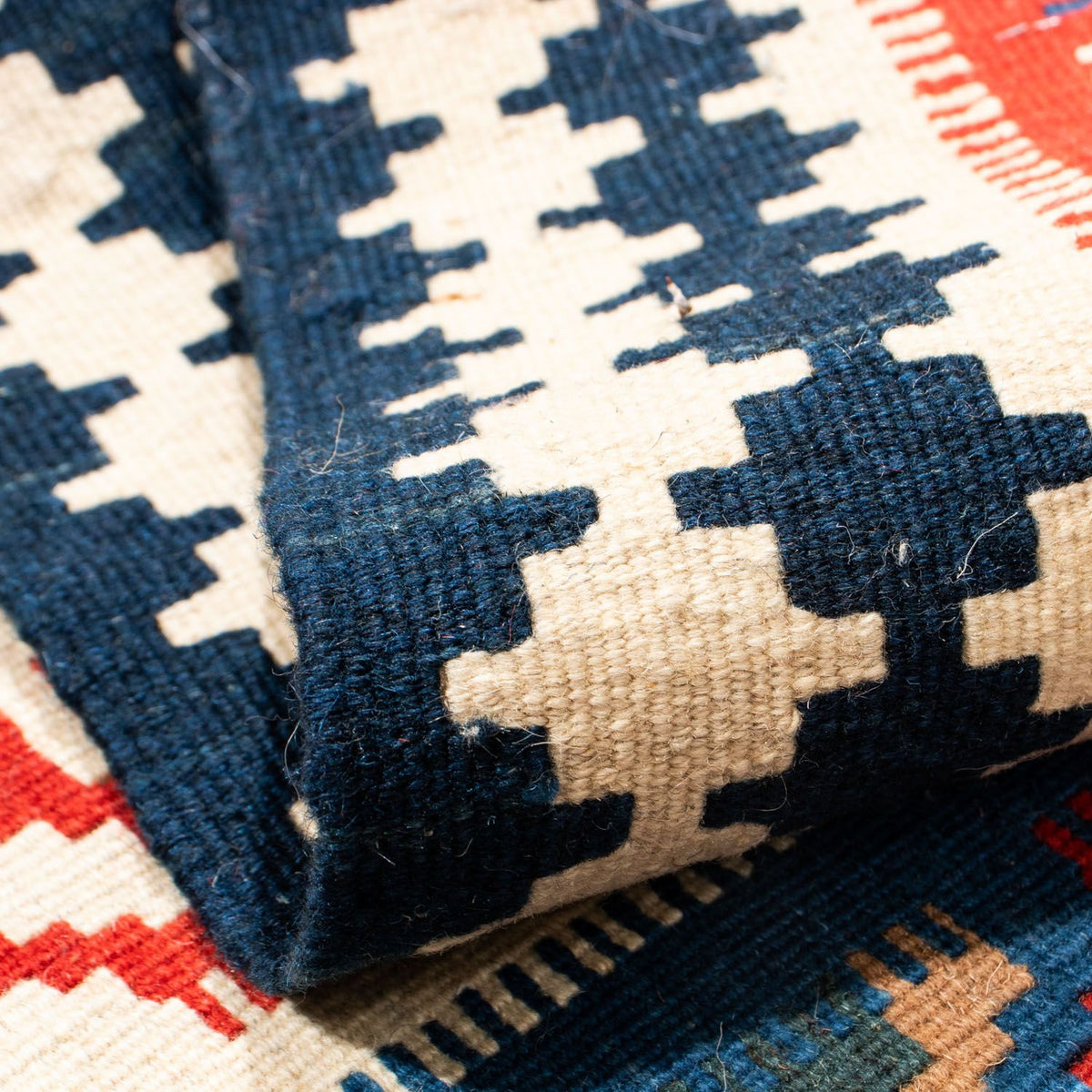 Kelim Carpet - orientalisk matta kvadrat  - 104 x 99 cm - röd