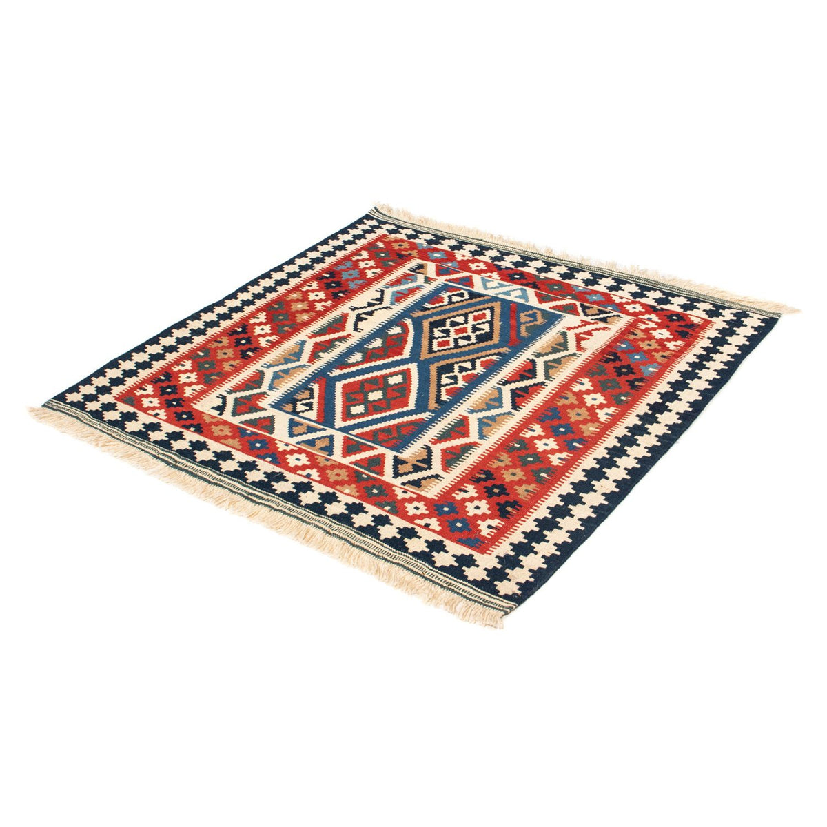 Kelim Carpet - orientalisk matta kvadrat  - 104 x 99 cm - röd
