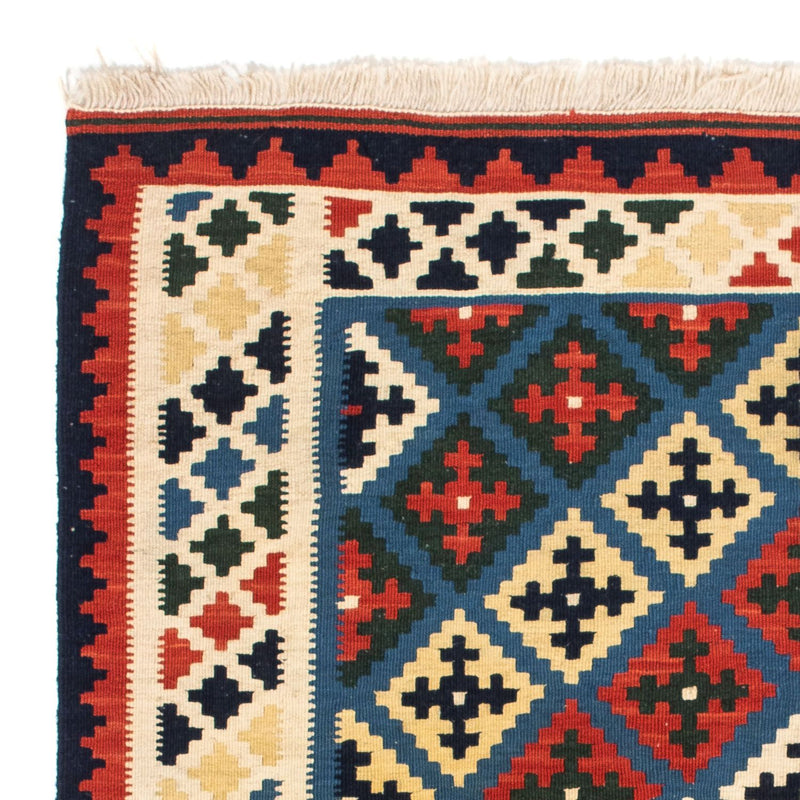 Kelim Carpet - orientalisk matta kvadrat  - 104 x 100 cm - mörkblå