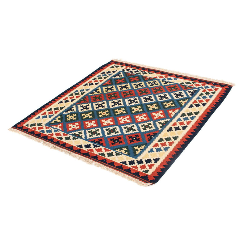 Kelim Carpet - orientalisk matta kvadrat  - 104 x 100 cm - mörkblå