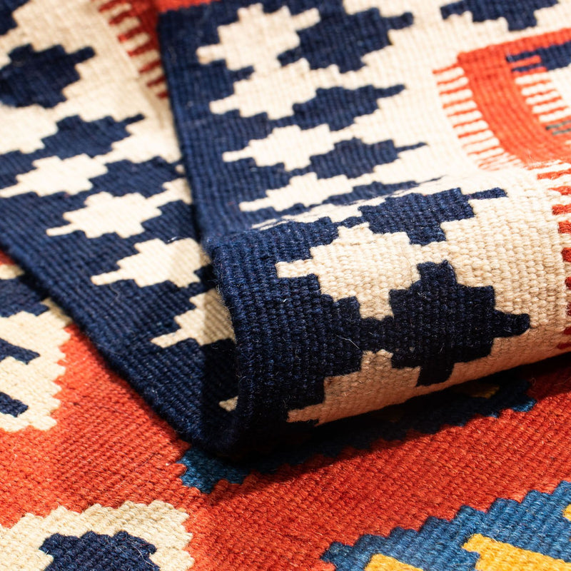 Kelim Carpet - orientalisk matta kvadrat  - 106 x 103 cm - röd