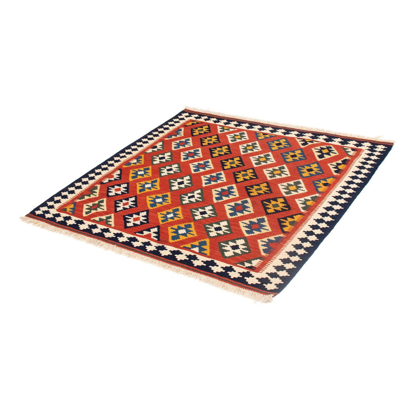 Kelim Carpet - orientalisk matta kvadrat  - 106 x 103 cm - röd