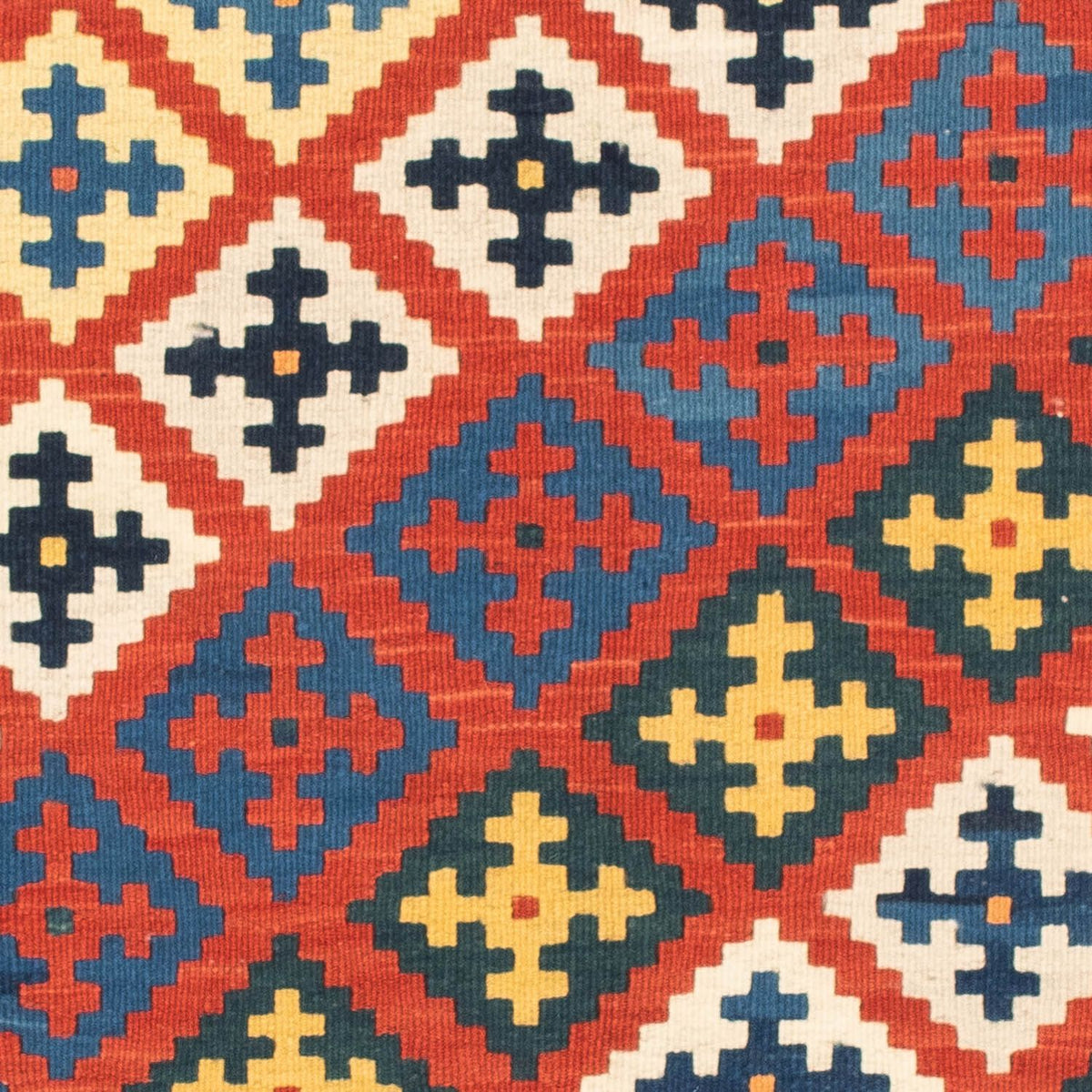 Kelim Carpet - orientalisk matta kvadrat  - 106 x 102 cm - mörkröd