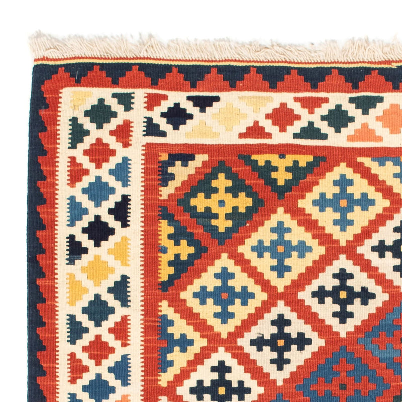 Kelim Carpet - orientalisk matta kvadrat  - 106 x 102 cm - mörkröd