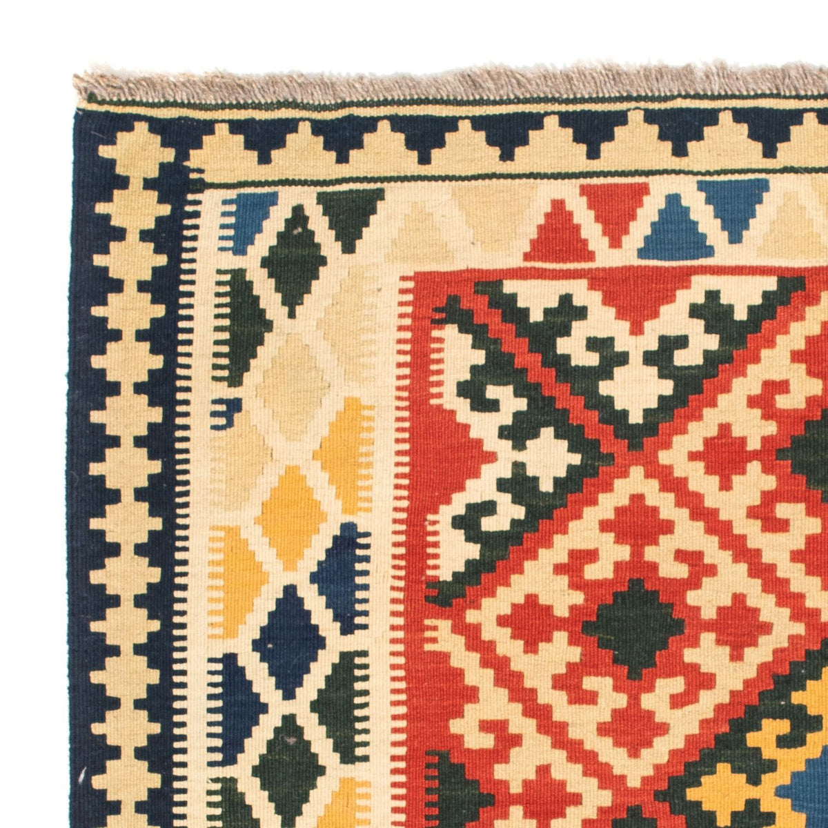 Kelim Carpet - orientalisk matta kvadrat  - 103 x 101 cm - beige