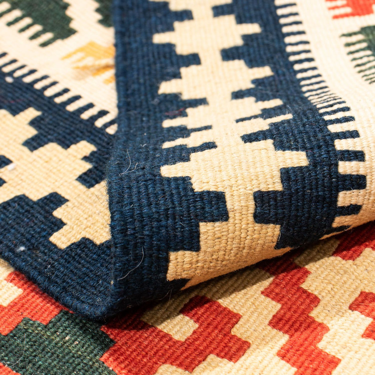 Kelim Carpet - orientalisk matta kvadrat  - 103 x 101 cm - beige