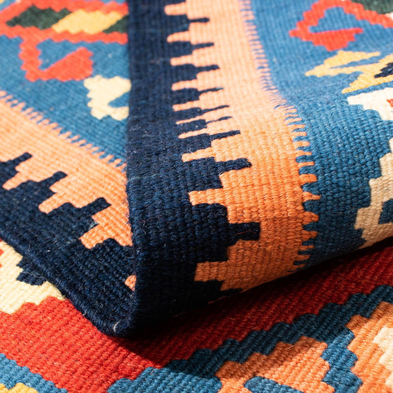 Kelim Carpet - orientalisk matta kvadrat  - 105 x 104 cm - mörkröd