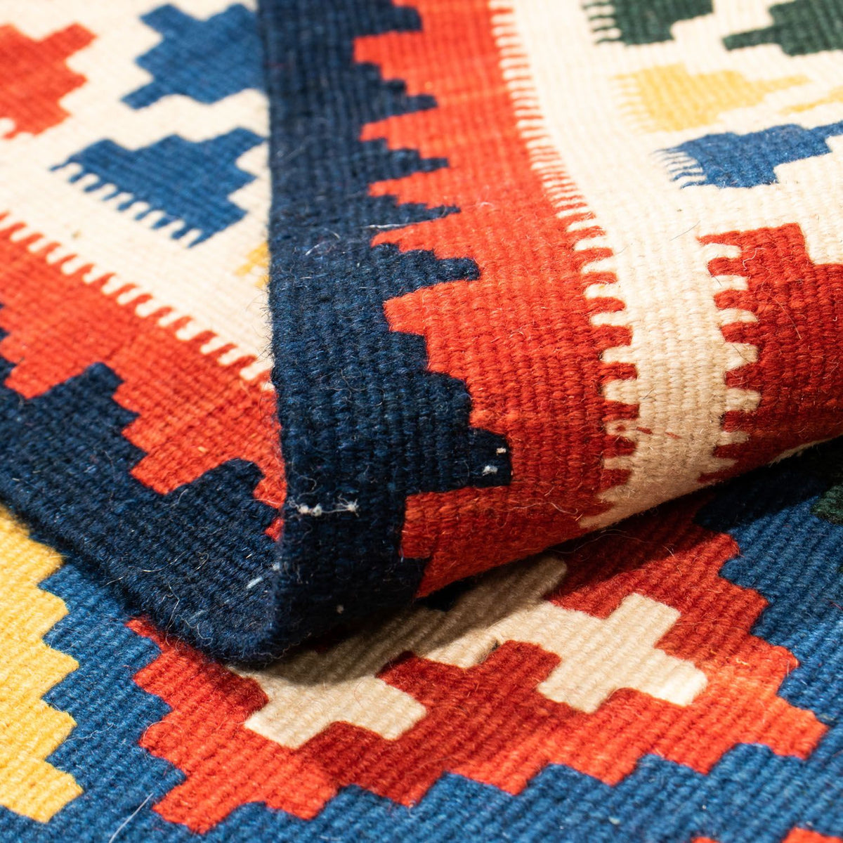 Kelim Carpet - orientalisk matta kvadrat  - 101 x 101 cm - beige