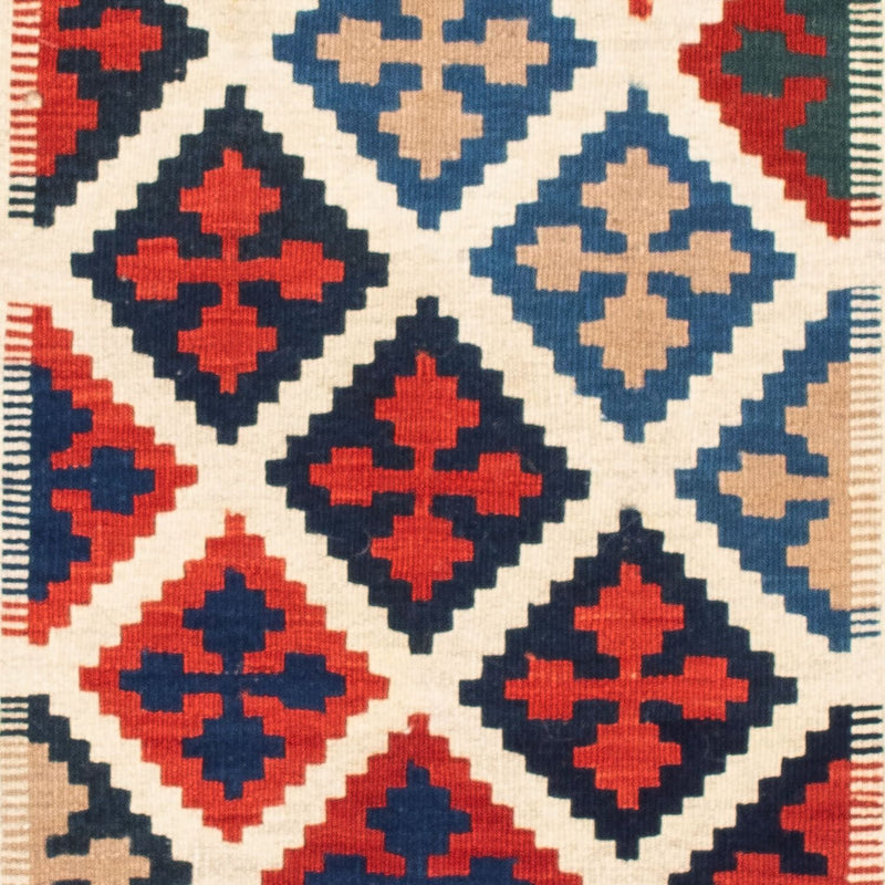 Kelim Carpet - orientalisk matta kvadrat  - 104 x 103 cm - blå
