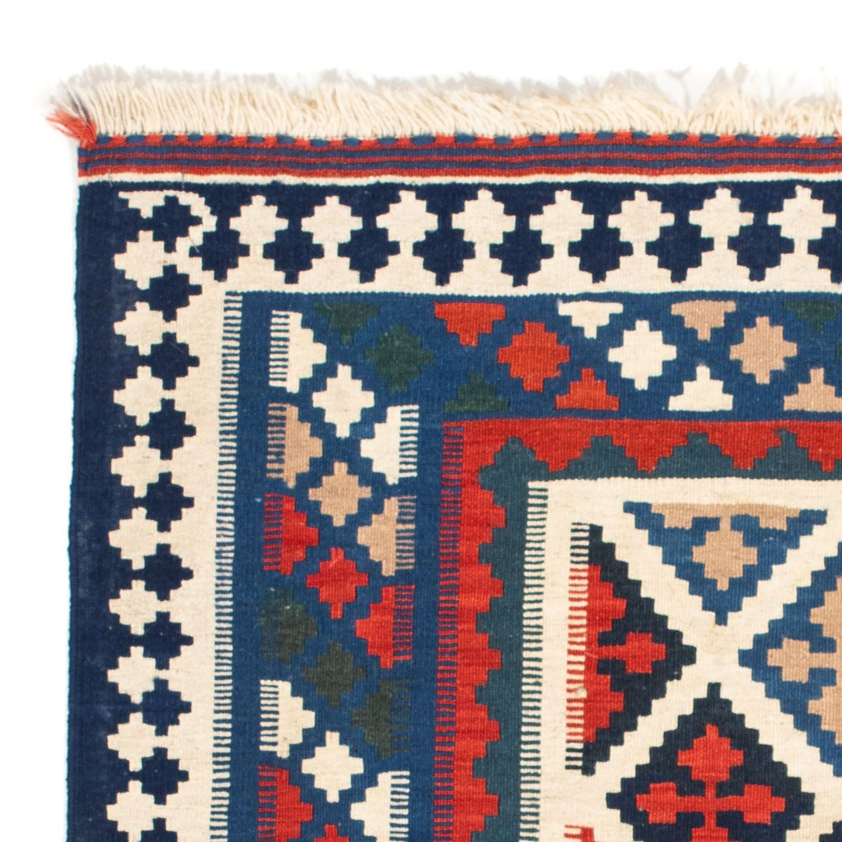 Kelim Carpet - orientalisk matta kvadrat  - 104 x 103 cm - blå