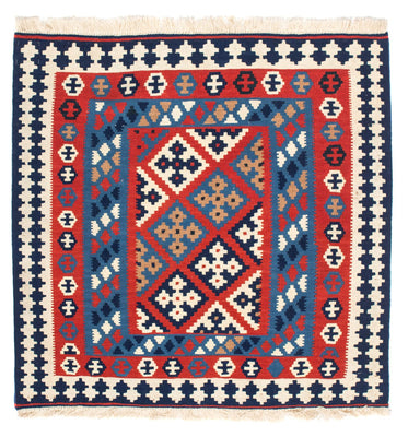 Kelim Carpet - orientalisk matta kvadrat  - 103 x 101 cm - röd