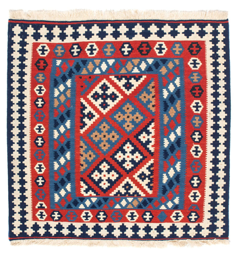 Kelim Carpet - orientalisk matta kvadrat  - 103 x 101 cm - röd