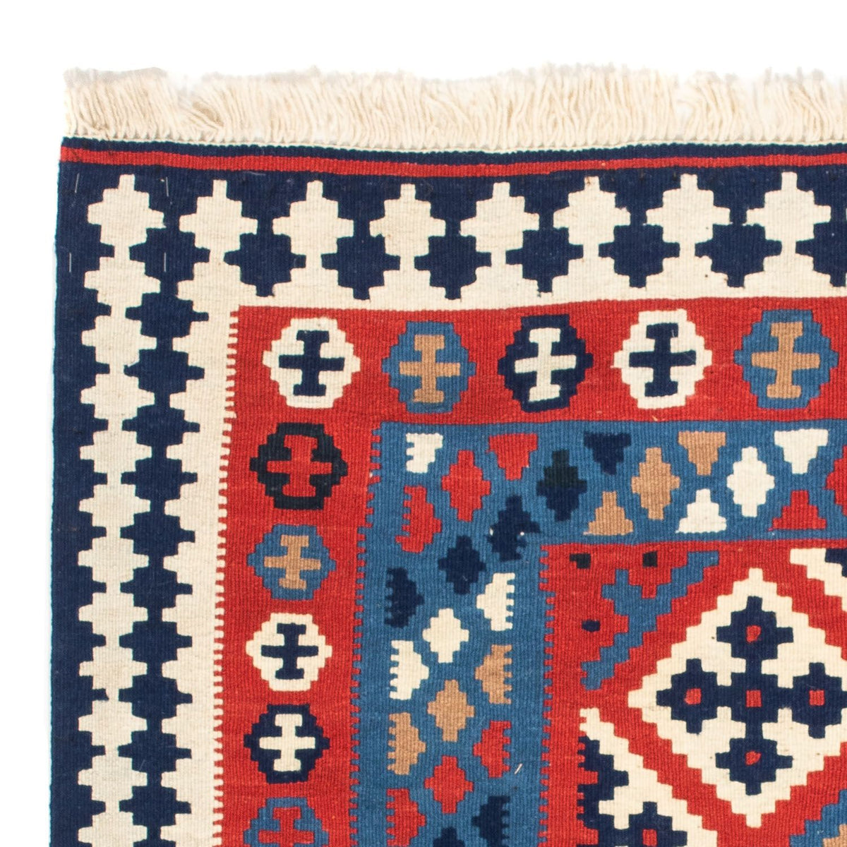 Kelim Carpet - orientalisk matta kvadrat  - 103 x 101 cm - röd