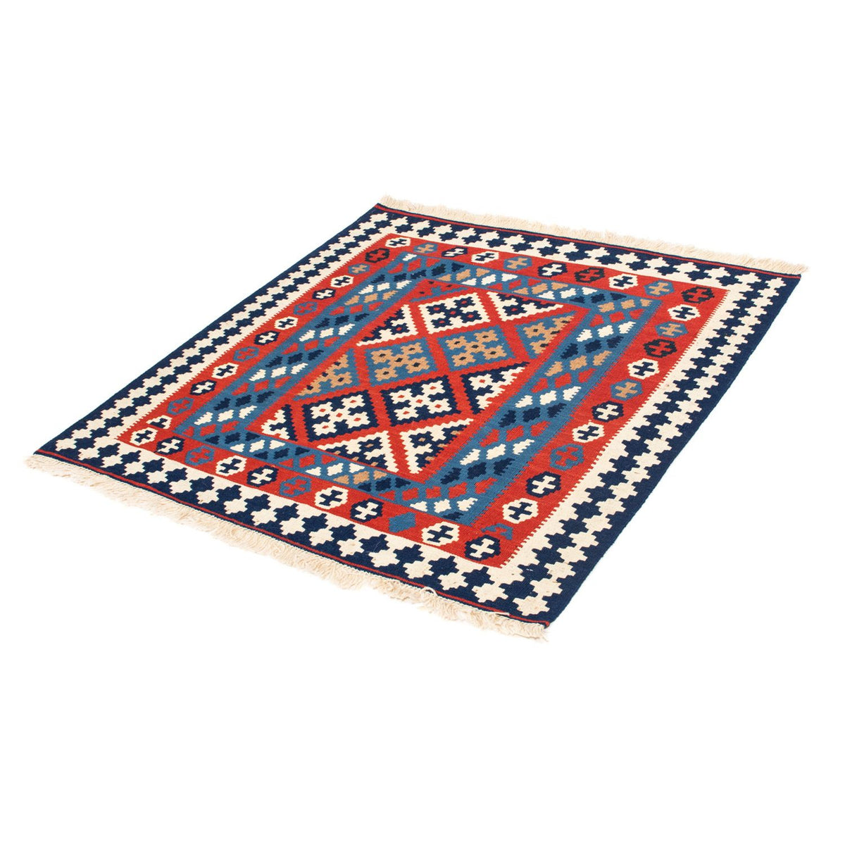 Kelim Carpet - orientalisk matta kvadrat  - 103 x 101 cm - röd