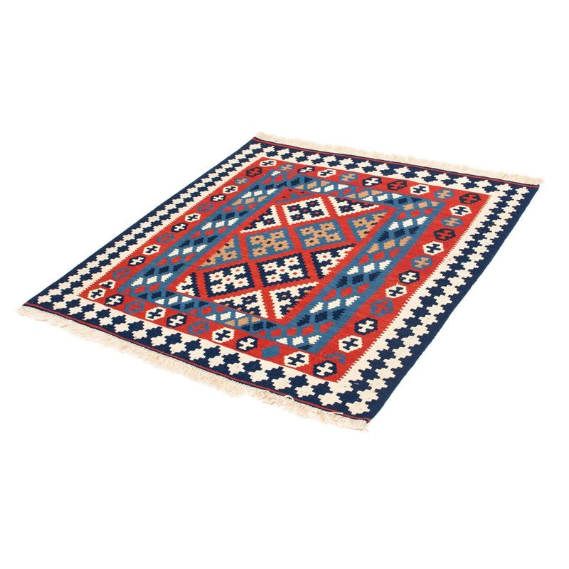 Kelim Carpet - orientalisk matta kvadrat  - 103 x 101 cm - röd