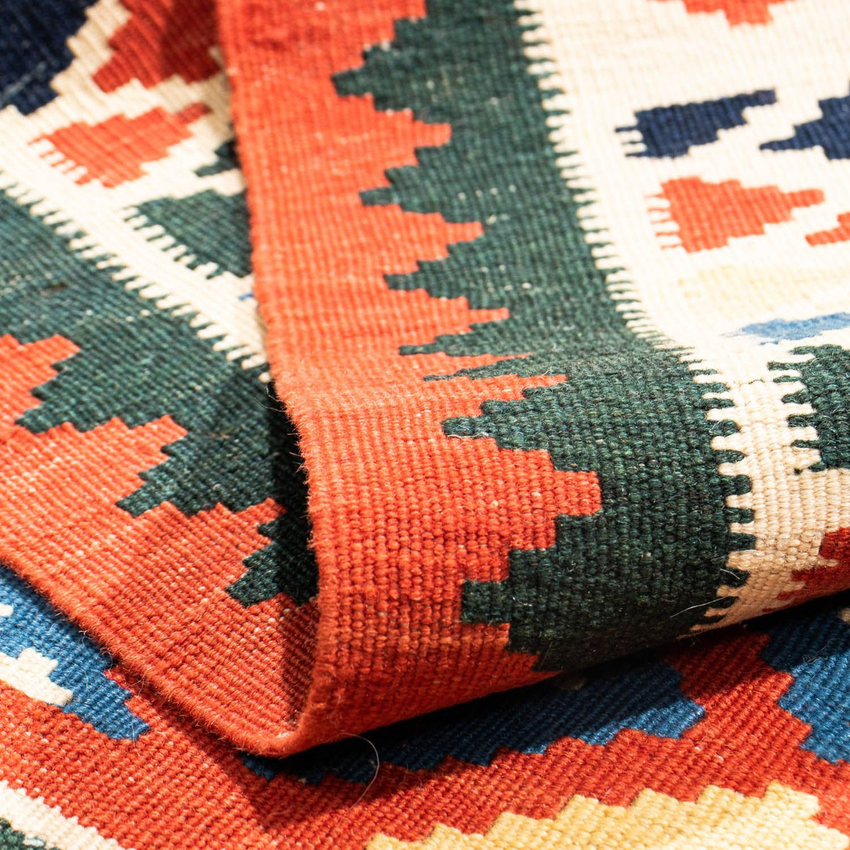 Kelim Carpet - orientalisk matta kvadrat  - 97 x 94 cm - röd