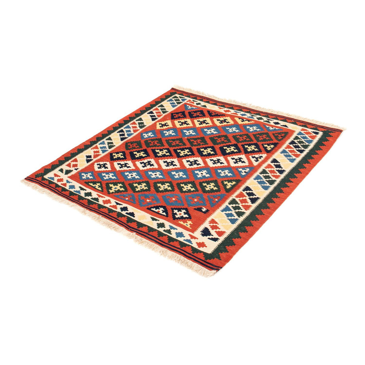 Kelim Carpet - orientalisk matta kvadrat  - 97 x 94 cm - röd