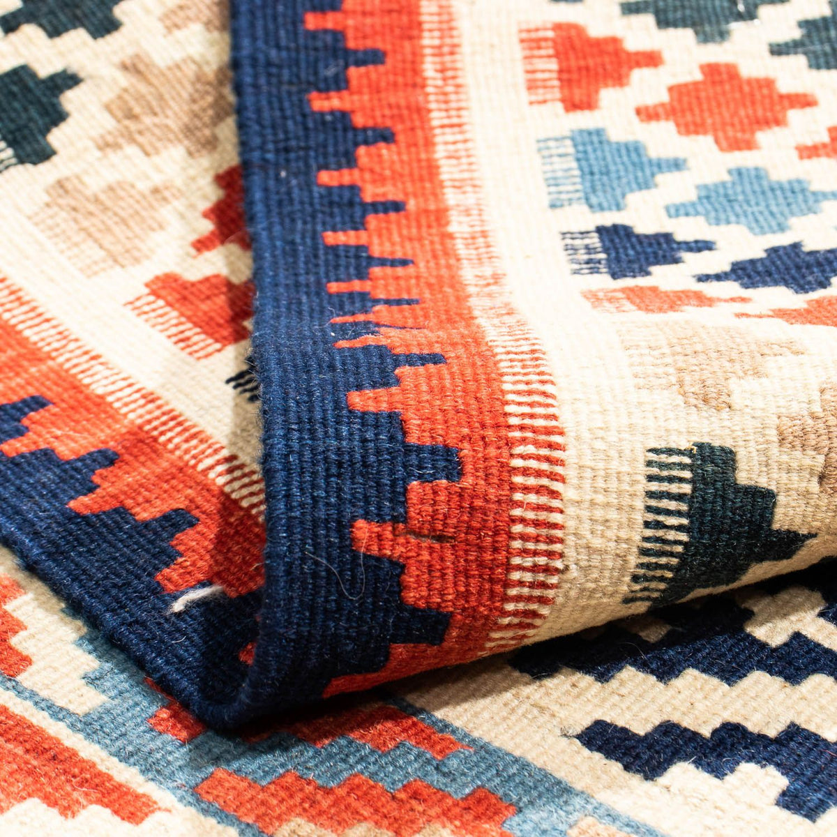 Kelim Carpet - orientalisk matta kvadrat  - 105 x 100 cm - beige