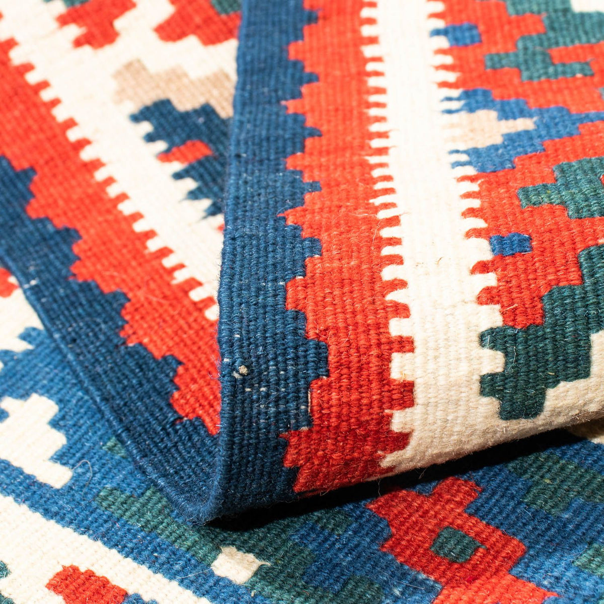 Kelim Carpet - orientalisk matta kvadrat  - 101 x 101 cm - beige