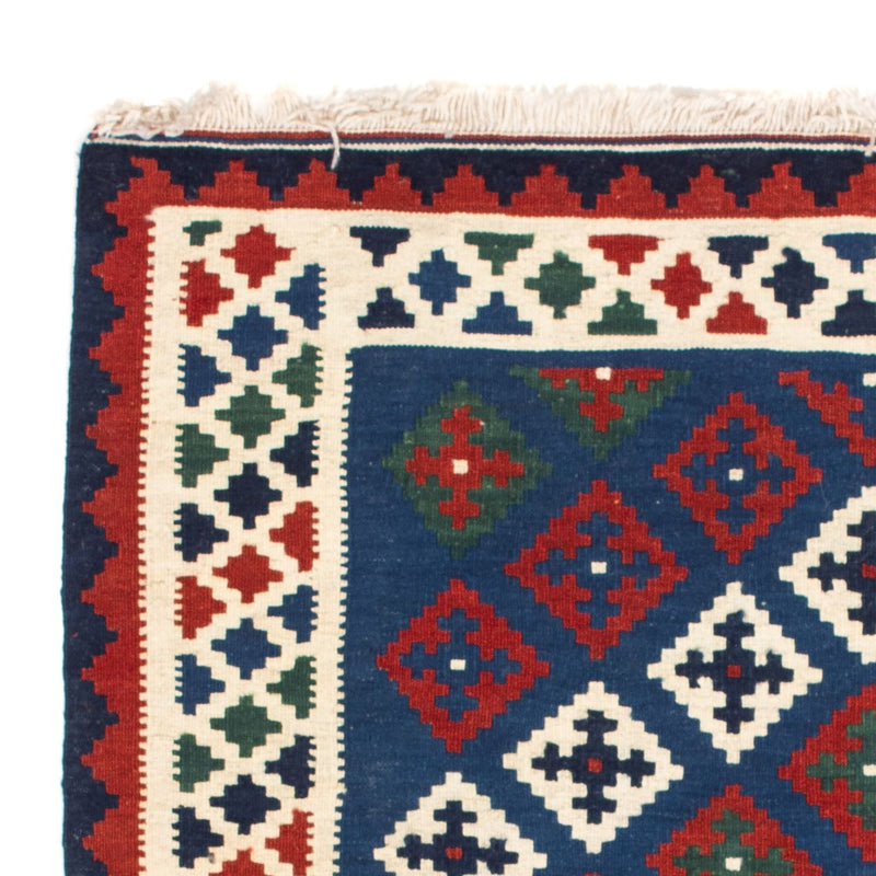 Kelim Carpet - orientalisk matta kvadrat  - 100 x 100 cm - mörkblå