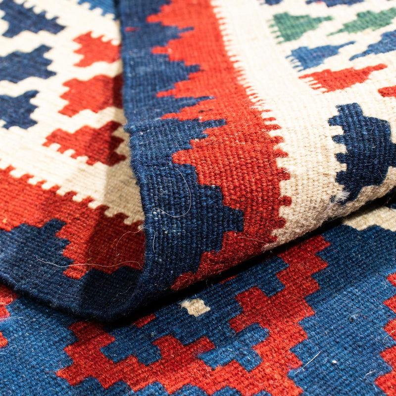 Kelim Carpet - orientalisk matta kvadrat  - 100 x 100 cm - mörkblå