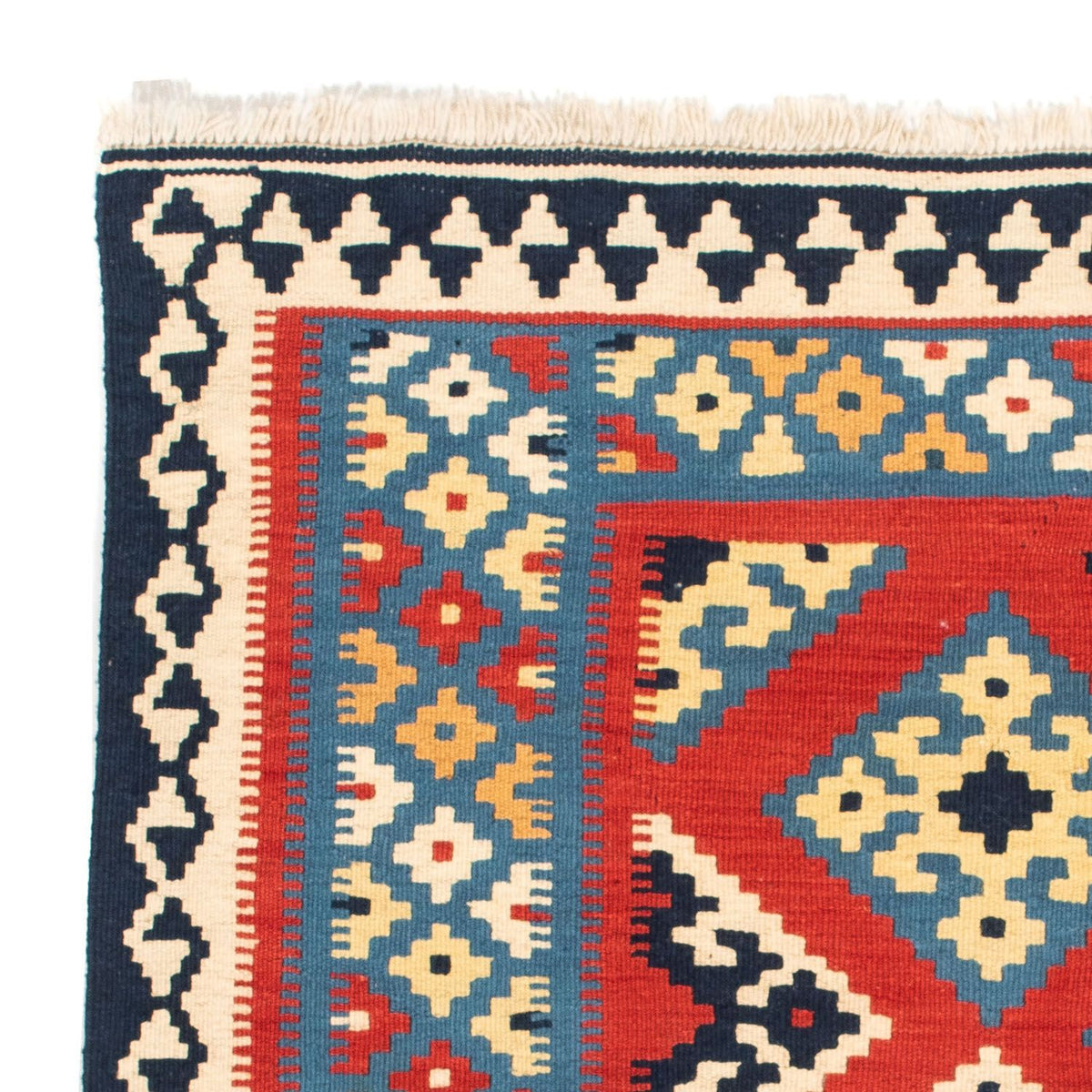 Kelim Carpet - orientalisk matta kvadrat  - 105 x 105 cm - röd