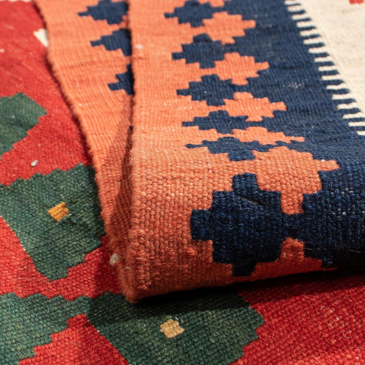 Runner Kelim Carpet - orientalisk matta - 297 x 149 cm - mörkröd